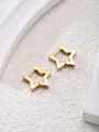 Polished 18K gold plated hollow star earrings with clip-on closure for women - Gold Hollow Star Ear Buckle