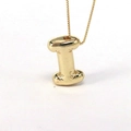 Polished golden letter I pendant with box chain featuring a unique 3D puffed design - Letter I