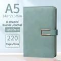 Light green A5 faux leather notebook with U-shaped metal buckle and 220 pages - A5/110 Sheets 220 Pages / A5 Light Green Metal Buckle
