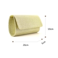 Bolso de mano tipo sobre dorado con purpurina y correa de cadena, tamaño 20 cm - Dorado