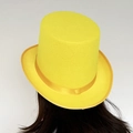 Classic bright yellow felt top hat with matching ribbon for kids stage performances - Yellow / Size Xs - Hat Circumference 52cm - Hat Height 11cm