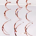 Three rose gold PVC spiral hanging decorations for birthday and wedding party events - Shiny Double Spiral-Rose Gold (6pcs/pack)
