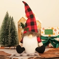 Poupée gnome de Noël nordique avec chapeau à carreaux rouges et barbe blanche décorative - Gnome à Chapeau Pointu à Carreaux
