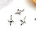 Ciondoli a stella in argento lucido per creazione di gioielli fai da te e bracciali - 12x19mm / Argento Lucido