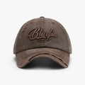 Braune Baseballkappe aus gewaschener Baumwolle mit Bluefin-Stickerei und Used-Look-Details - Verstellbar / Kaffeebraun