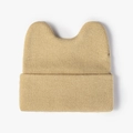 Chic knit beanie in light camel with cute cat ears and thick textured weave for winter - One Size / Beige