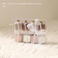 Set di 8 decorazioni natalizie a forma di scatola regalo champagne 4cm con cordini - 369-19 (4cm Champagne Forma di Scatola Regalo Confezione da 8)