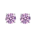 Orecchini a perno classici in argento sterling 925 con zircone rosa 6mm e quattro griffe - Argento 925 / Zirconia Rosa
