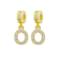 Golden bead charms with shimmering pavé zircon stones for personalized DIY jewelry - Letter-O