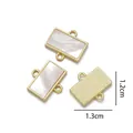 Set of 3 rectangular gold plated shell charms for DIY bracelets 1.3cm x 1.2cm size - Rectangle (Natural Shell)