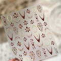 Retro leopard and gold cherry blossom nail art sticker M-1284 with geometric lines - Brown Gold Cherry Blossom Style (M-1284-彩金)