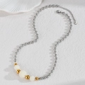 Tweekleurige roestvrijstalen kralenketting met witte parels en goud-zilveren details - Ketting (Klein) (N2164-xiao) / Goud Zilver Wit Gemengd