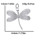 Silver dragonfly pendant in stainless steel with detailed wings and size dimensions - Silver Steel - Dragonfly