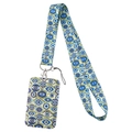 Blue Evil Eye printed fabric lanyard with matching card holder and metal lobster clasp - YZ645-9 (Lanyard + Card Holder Set)
