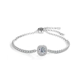 Elegante pulsera de plata de ley S925 moissanita con diseño de halo cuadrado brillante - 1 Quilate (Plata 925) / Moissanita Color D