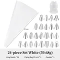 24-piece stainless steel piping tip set with a 12-inch reusable pastry bag and coupler - 24-Piece Set (OPP Bag) / White