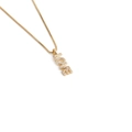Halskette mit vergoldeter Box-Kette und vertikalem LOVE-Anhänger mit Zirkonia-Steinen - LOVE / Gold