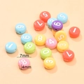 Colorful 7x4mm round plastic beads with white numbers for DIY craft jewelry - White Numbers Colorful Base
