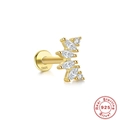 Gold S925 sterling silver marquise crystal dragonfly stud earring with flat back piercing - #9 Gold - Marquise Arc Style