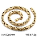 Collier chaîne byzantine en acier inoxydable doré 6mm, variante longueur 45cm - 45cm / Or (KN111962-Z)