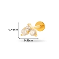 Golden flat back labret stud with crystal zircon cluster measuring 0.48cm by 0.59cm - Triangle Cluster (0169-1#) / Gold