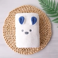 White cartoon rabbit dry hair cap made of thick absorbent coral fleece with blue ears - White Bear Towel / 30*80cm