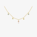 Collana in argento S925 dorato con ciondoli a fiore colorati e zirconi cubici - Argento 925 / Oro 18K