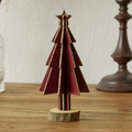Mini-Weihnachtsbaum aus Holz für den Tisch in Dunkelrot mit goldenen Glitzerkanten - Burgunderrot