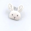 Close-up of a plush white bunny accessory with embroidery, size 6.5cm x 5cm - White Rabbit - Patch