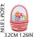 Detail of Easter basket patch with embroidered eggs measuring 4.6cm by 3.2cm - Colorful Egg Basket