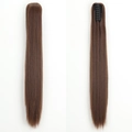 Dark brown long straight synthetic ponytail extension with a secure claw clip attachment - 8-Light Brown