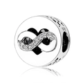 Charm cuore infinito in argento S925 con pavé di zirconi per bracciali fai-da-te - Stile Simbolo dell'Infinito con Strass (PC0028)