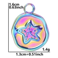 Macro view of rainbow stainless steel starfish pendant with size and weight specs - Rainbow Color Pendant / Colorful