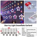 Colorful LED star icicle lights with remote and battery box for festive decoration - Battery Remote [120 LEDs] / Snowflake Star Ring [Multicolor]