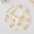 Floral print cotton gauze baby bib in petal shape with soft absorbent texture - Gauze Flower Wrap - Rouge Flower