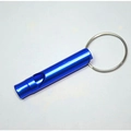 Portable bright blue aluminum alloy safety whistle with silver metal key ring - Dark Blue