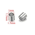 Silver stainless steel crimp beads for jewelry making, dimensions 1.5mm x 1.5mm x 1mm - 1.5mm / Steel