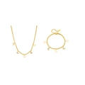Detail of gold butterfly necklace and bracelet set with white shell inlay pendants - Butterfly Jewelry Set A602-N206