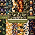 6x6 inch Black Cat scrapbooking paper pad with 24 sheets of 160gsm Halloween designs - R2446 24 Sheets