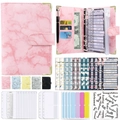 Pink marble A6 PU leather budget binder set with internal slots and budget sheets - Pink Marble Pattern