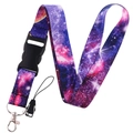 Starry sky galaxy pattern lanyard with metal lobster clasp and quick release buckle - Magenta Bright Blue Galaxy (YZ20-20)