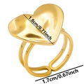 Detail view of gold heart ring with hammered texture and adjustable double band design - Gold