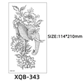 Elephant and flower black line tattoo sticker, size 114x210mm, model XQB-343 - Elephant and Flower Sketch (XQB-343)