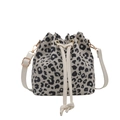 Bolso tipo cubo de moda con estampado de leopardo blanco y negro y correa blanca - Blanco