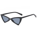 Modische schwarze Cat-Eye-Sonnenbrille mit dickem Rahmen und dunklen Gläsern in der Seitenansicht - Schwarzer Rahmen Graue Gläser