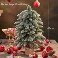 60cm flocked artificial mini Christmas tree with snow effect and wooden base - Noble Fir Light Snow Large