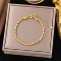 Minimalist gold-plated stainless steel snake chain bracelet with adjustable lobster clasp - Gold 3mm Twist Chain Bracelet