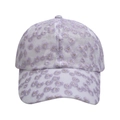 Detail of lavender floral embroidery on breathable mesh lace baseball cap - Purple (Purple-Flower Mesh Cap)