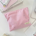 Rosafarbene Make-up-Tasche aus Stoff mit silbernen Sternen für die Reiseaufbewahrung - Rosa
