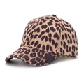 Detailed close-up showing the classic leopard print pattern on a cotton baseball cap - Tan & Brown Leopard Print (B)